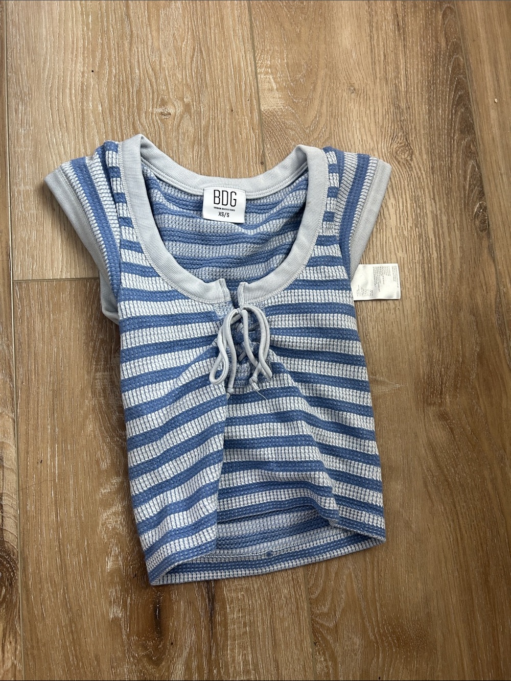 BDG Kids Blue & White Striped Tie-Front Tank